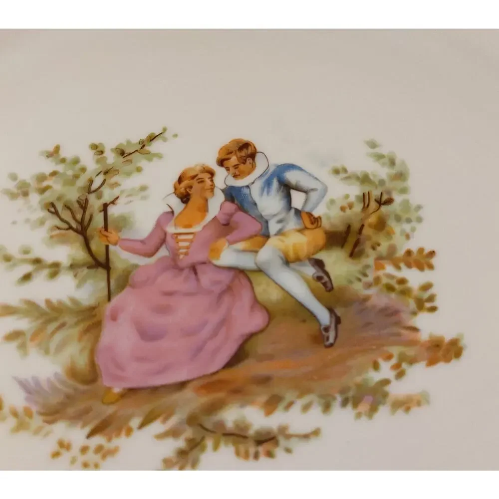 Walbrzych Poland Porcelain Dinnerware 4 5-Pc Place Settings Love Scene Vintage